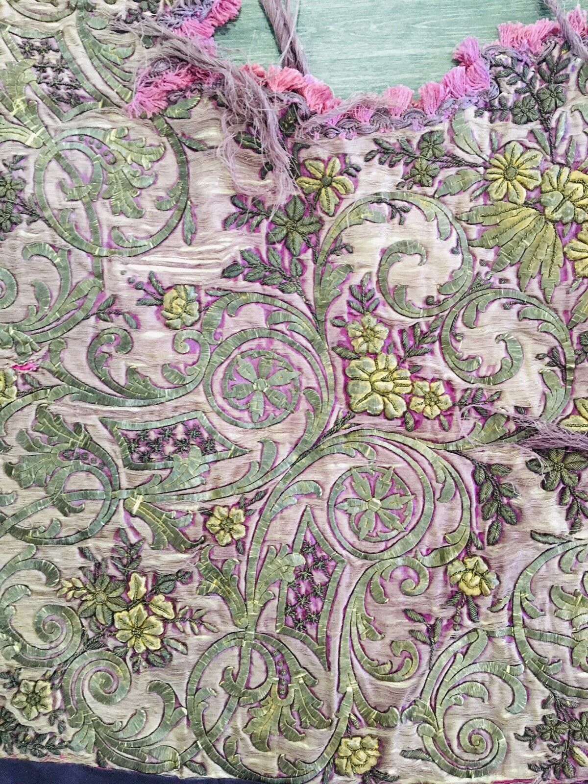 18th Century Italian Metallic Thread Silk Fragment