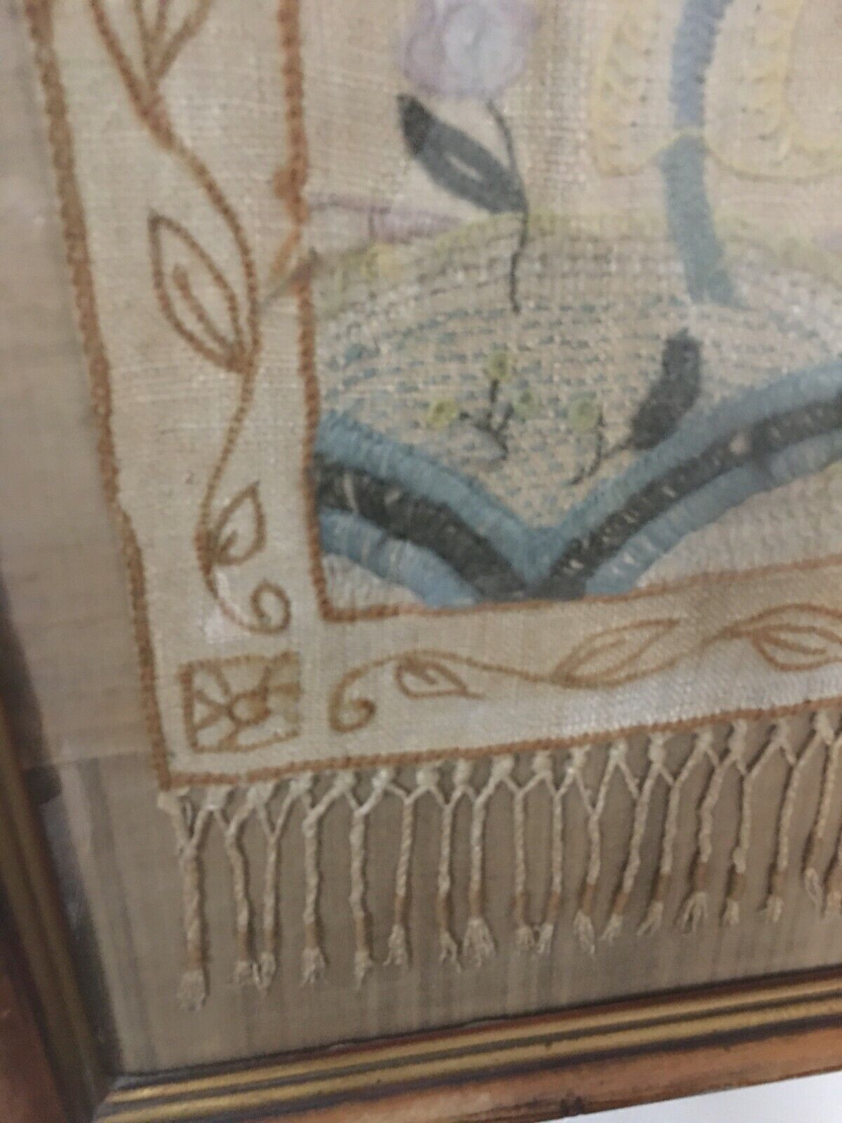 1800s Handcrafted Tree of Life Needlepoint Tapestry