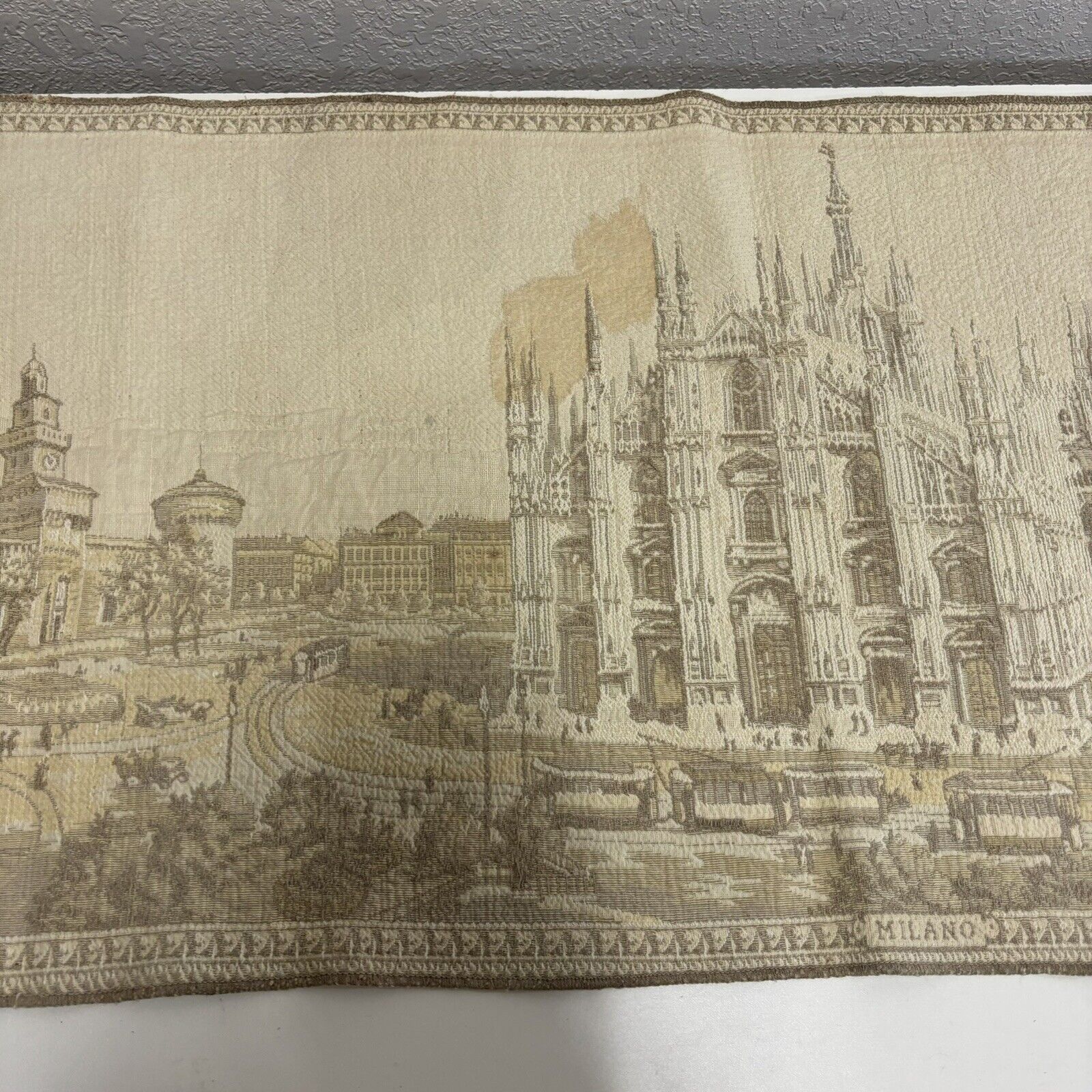 Milano Landmarks Antique Tapestry Table Runner 1800s