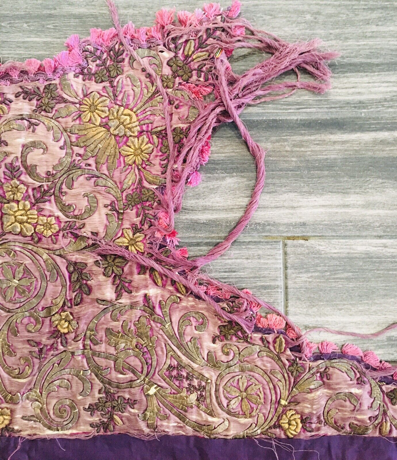 18th Century Italian Metallic Thread Silk Fragment
