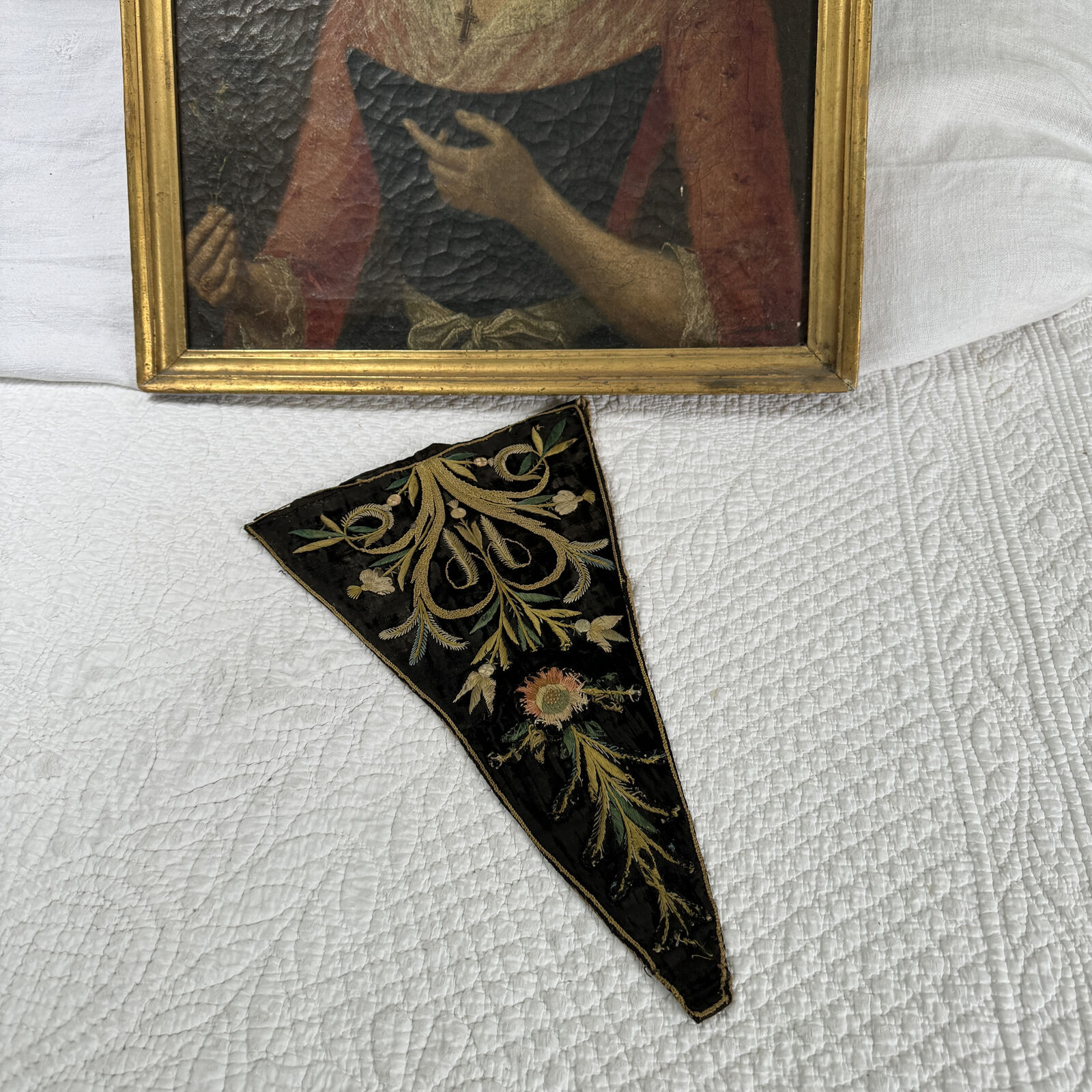 18th Century French Black Velvet Stomacher Textile
