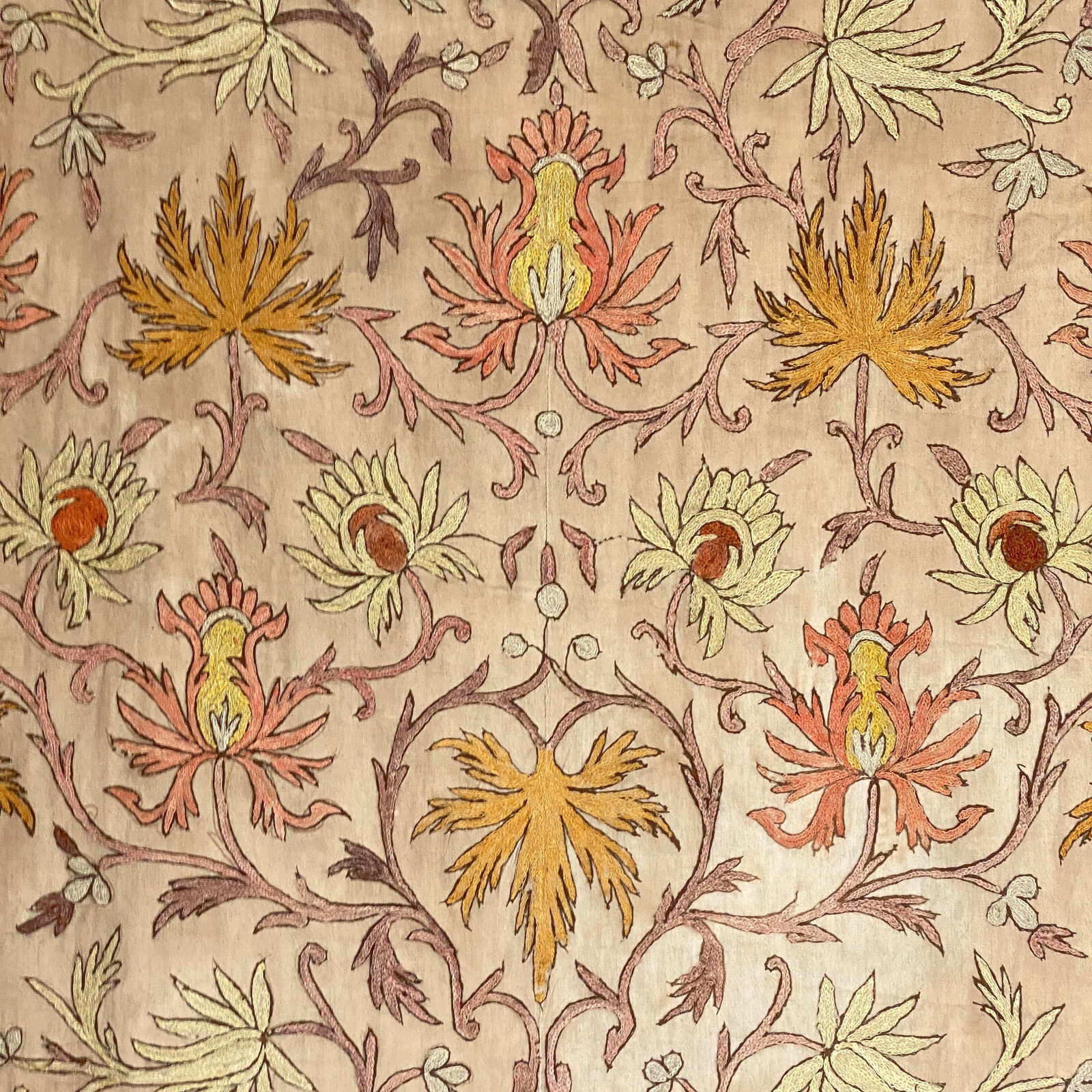 Huge 12.9ft Antique Indian Embroidered Tapestry