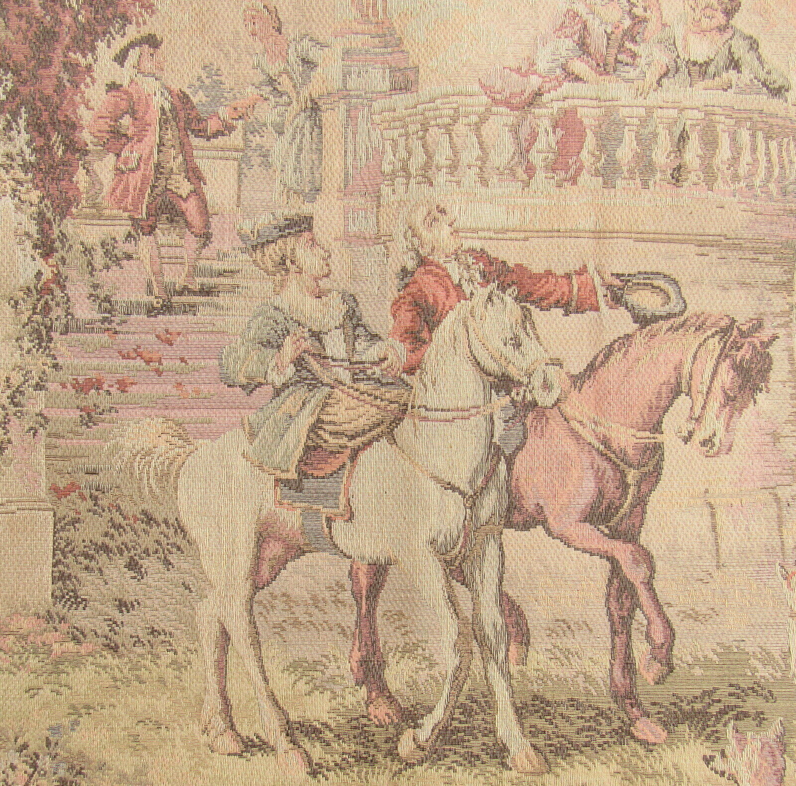 Vintage French Tapestry: 1700s-1800s Court Scene