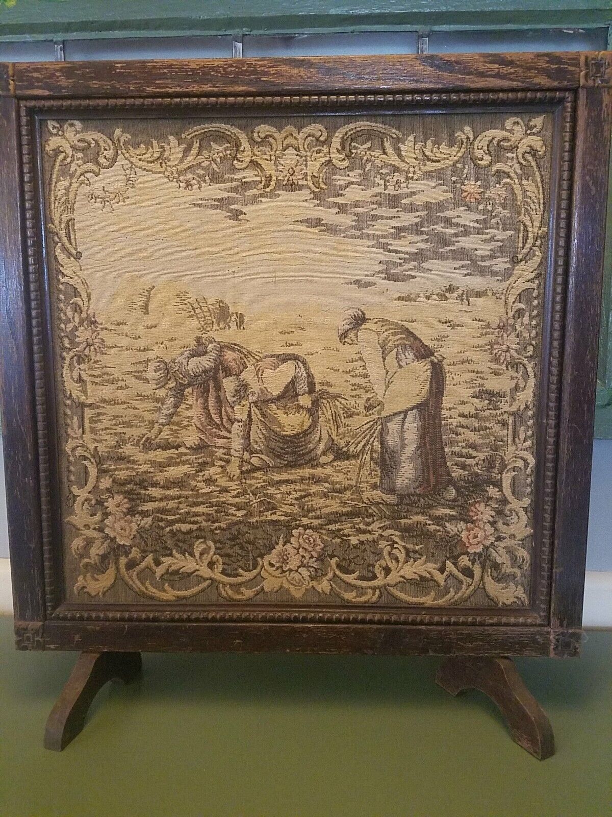 1800s Tapestry Fireplace Screen 22 x 24 Inches
