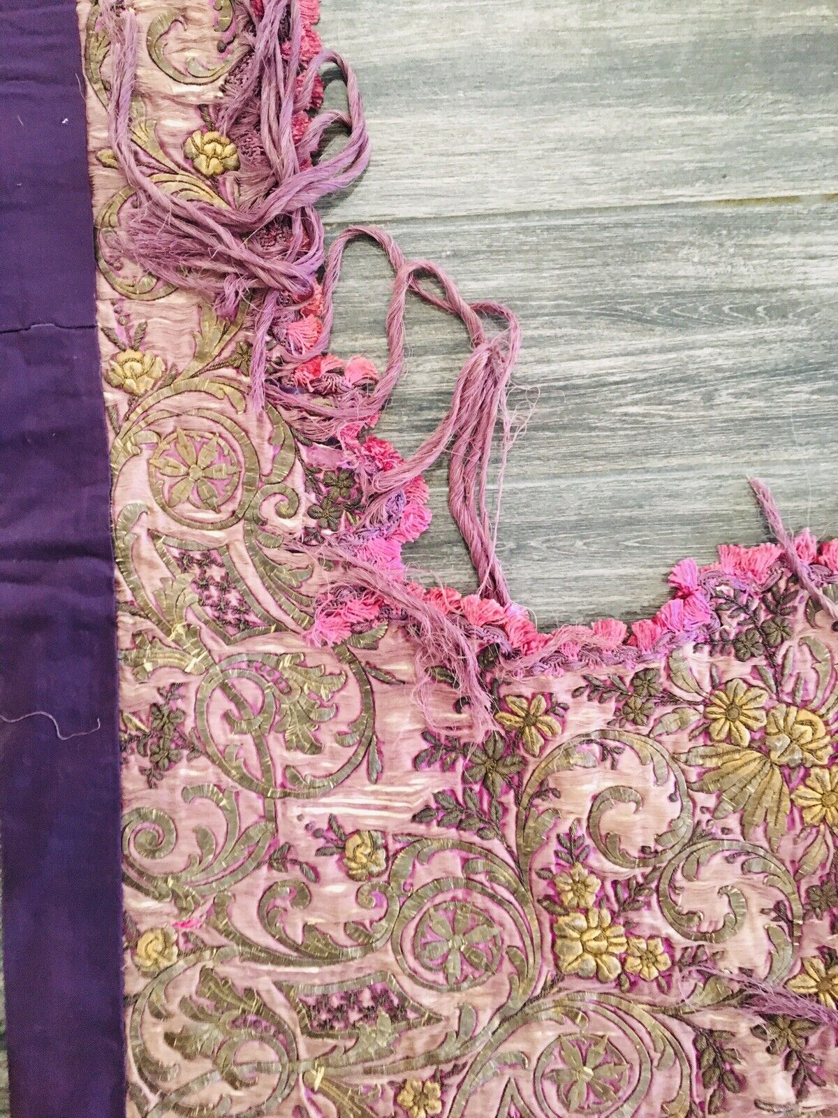 18th Century Italian Metallic Thread Silk Fragment
