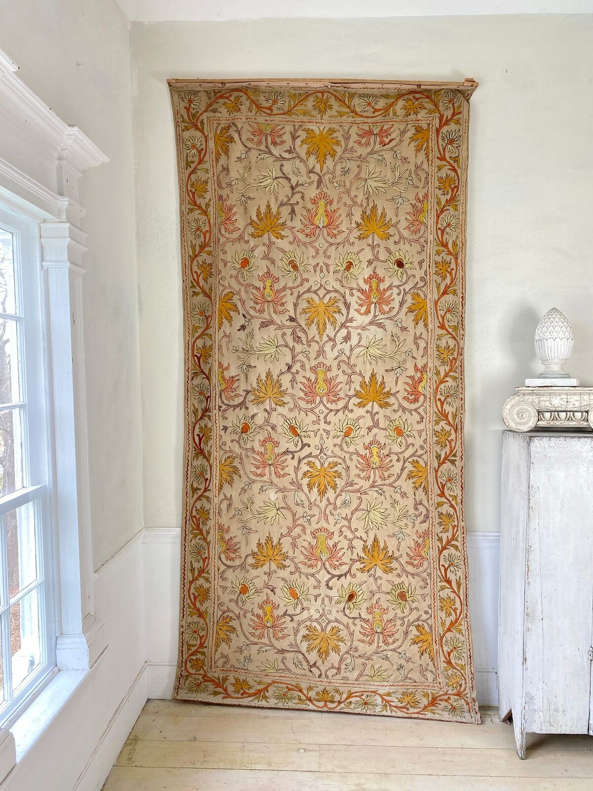 Huge 12.9ft Antique Indian Embroidered Tapestry