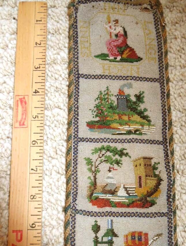 1800s Beaded Bell Pull - 39x4.25 Inches