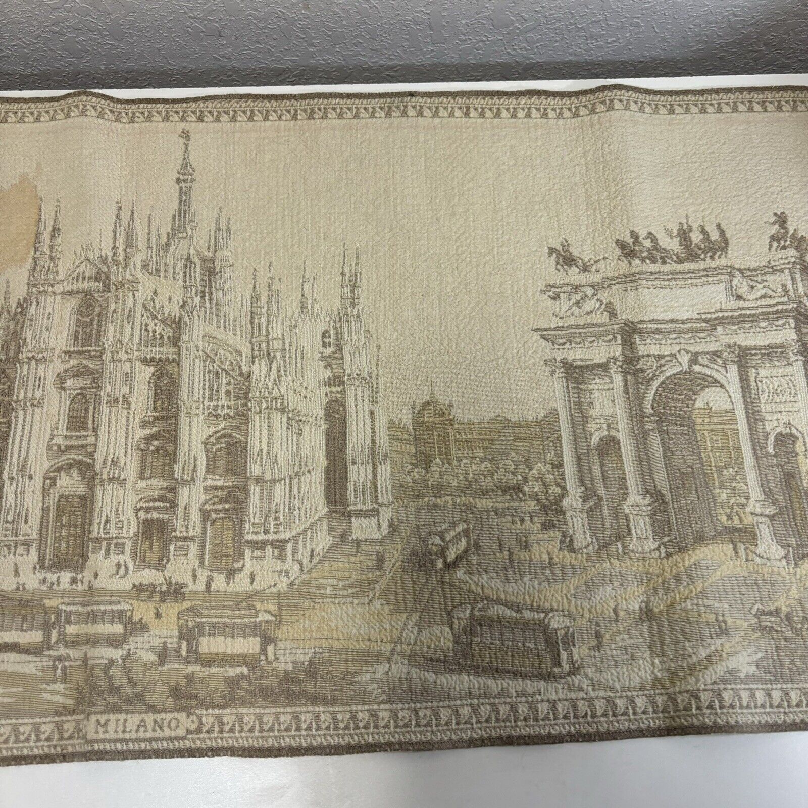 Milano Landmarks Antique Tapestry Table Runner 1800s