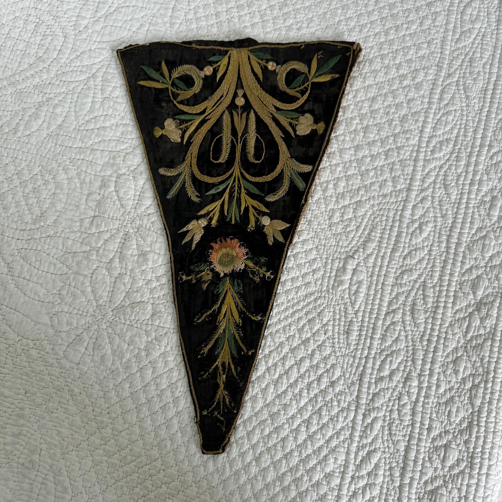 18th Century French Black Velvet Stomacher Textile