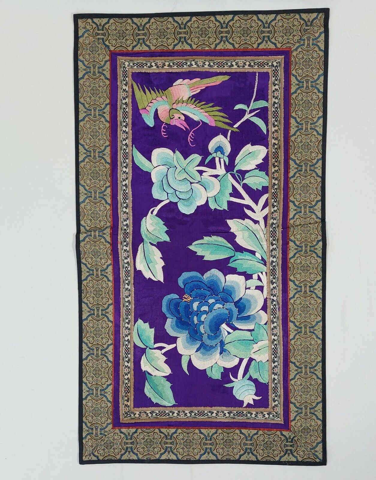 19th Century Chinese Silk Tapestry with Birds