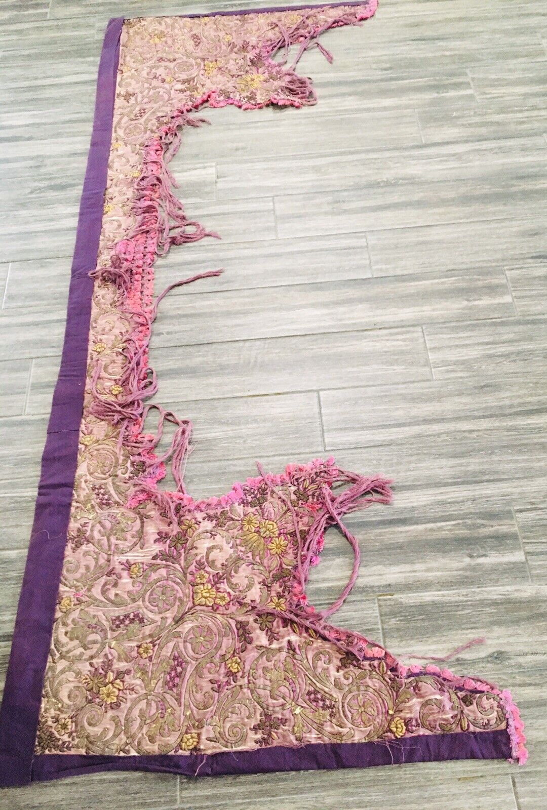 18th Century Italian Metallic Thread Silk Fragment