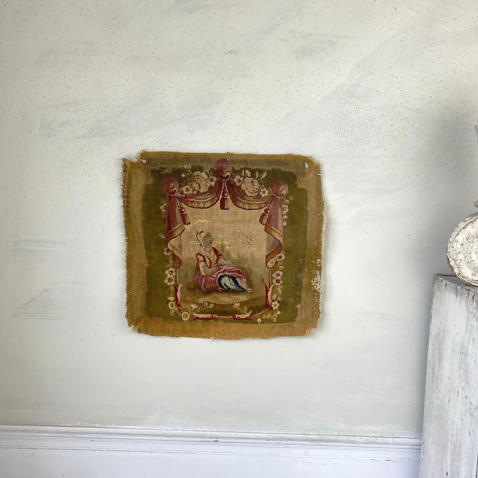 1700s Antique Aubusson Chair Back Cover Framing