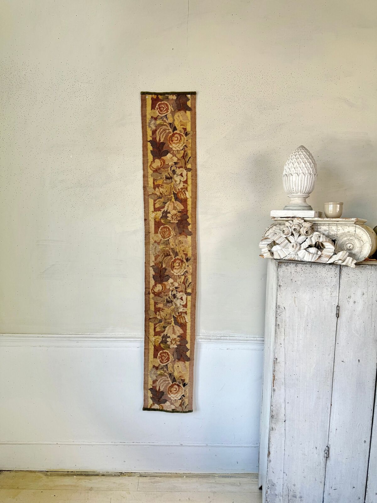 1800s Hand-Woven Tapestry Border Textile Decor