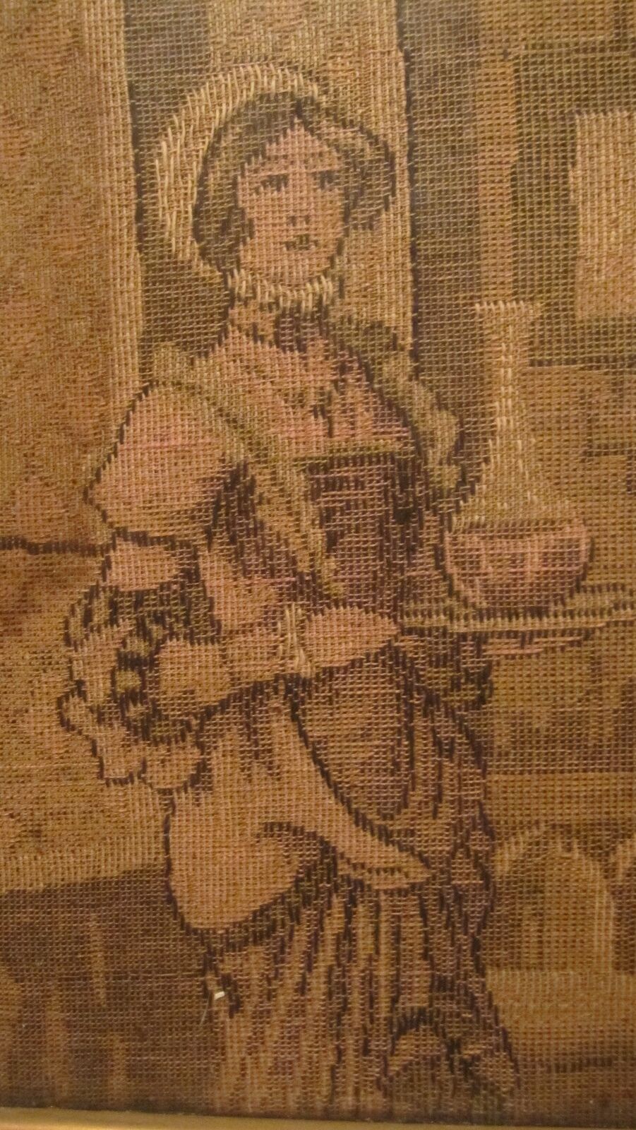 Original 1800s Hand Sewn Figural Needlepoint Tapestry