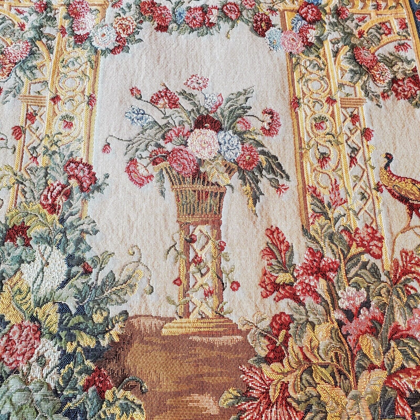 French Jacquard Tapestry Wall Hanging - La Roseraie
