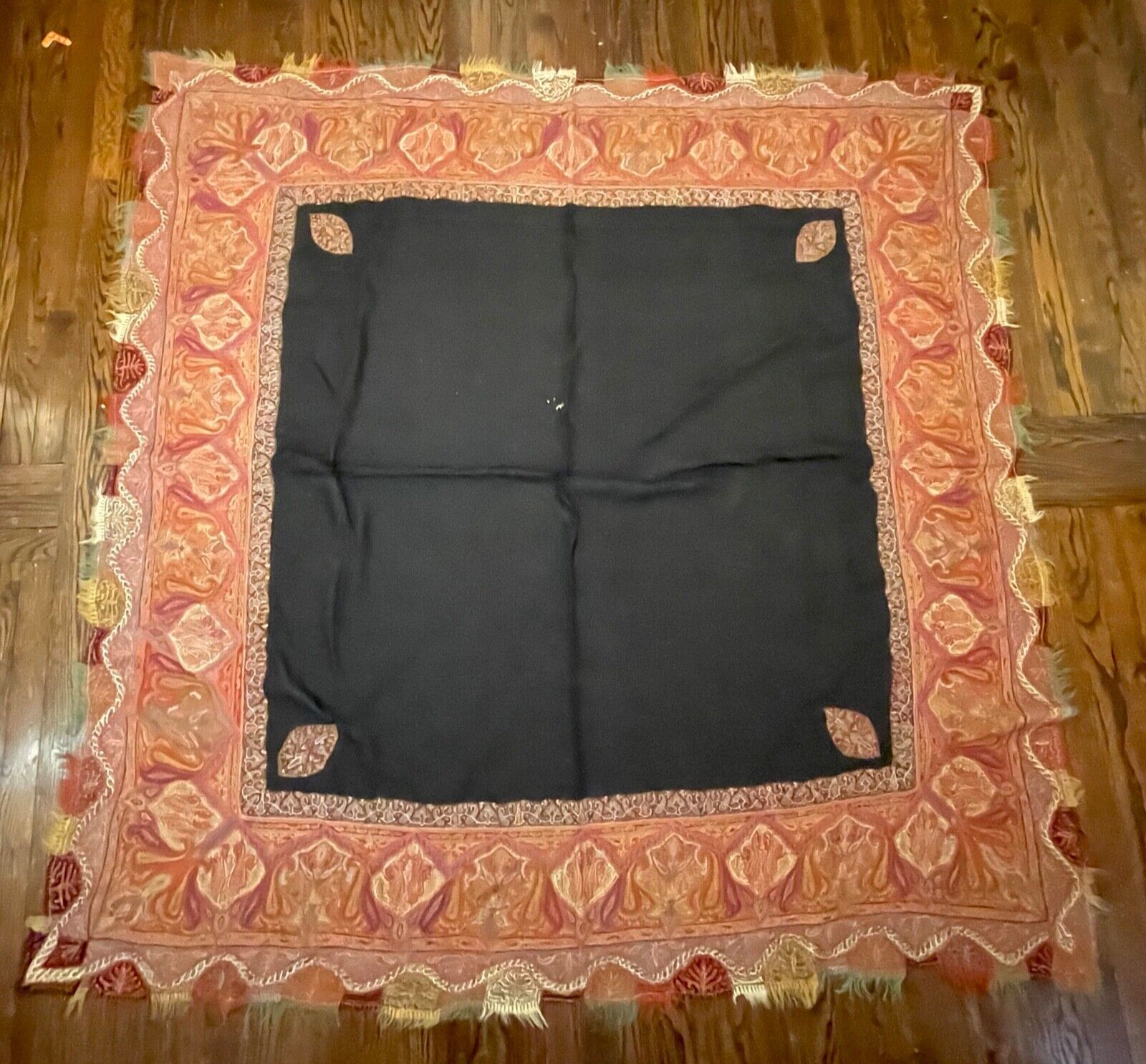 Victorian 1800s Kashmir Wool Paisley Shawl