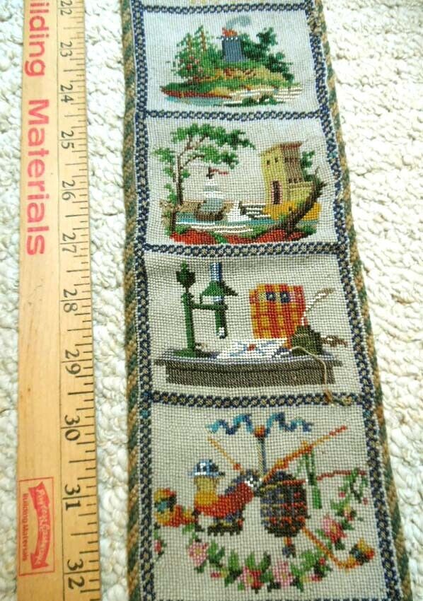 1800s Beaded Bell Pull - 39x4.25 Inches