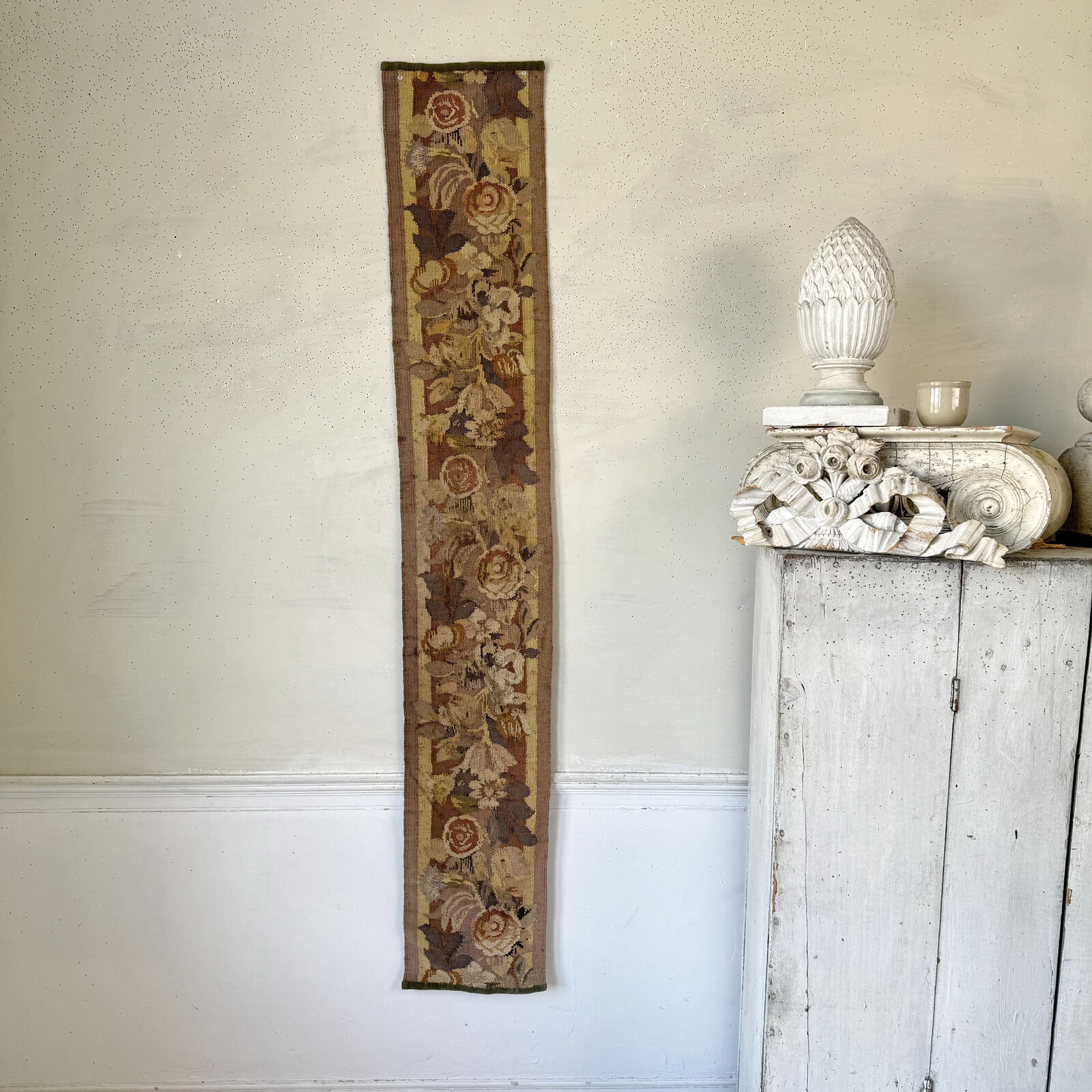 1800s Hand-Woven Tapestry Border Textile Decor