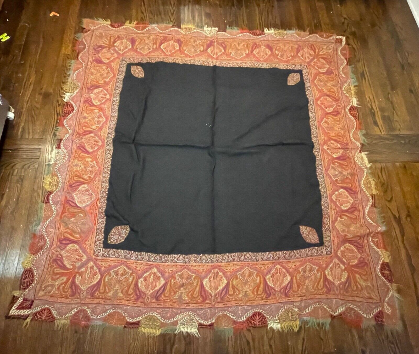 Victorian 1800s Kashmir Wool Paisley Shawl