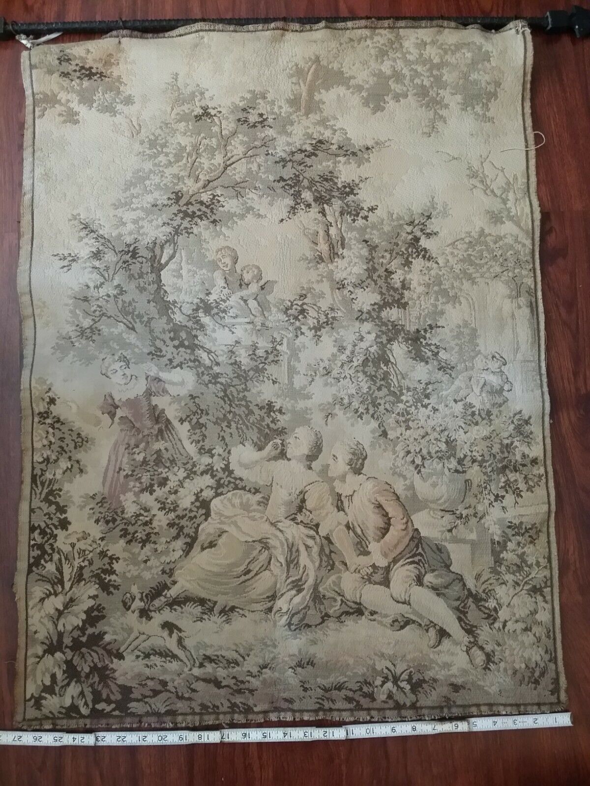 Antique Country Scene Tapestry, 1700s-1800s