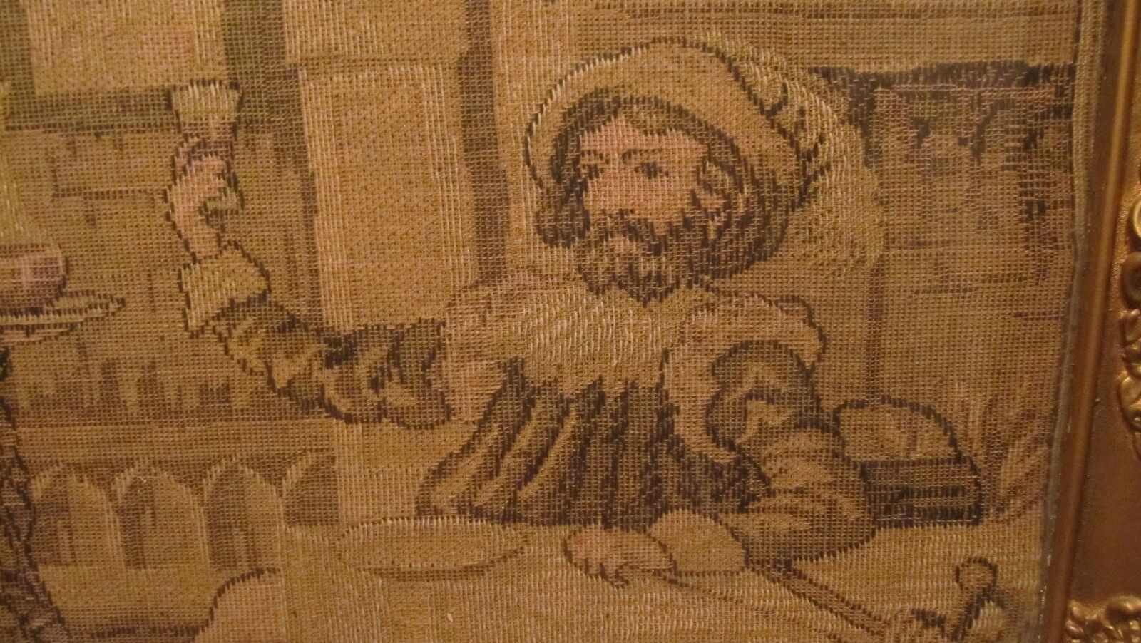 Original 1800s Hand Sewn Figural Needlepoint Tapestry