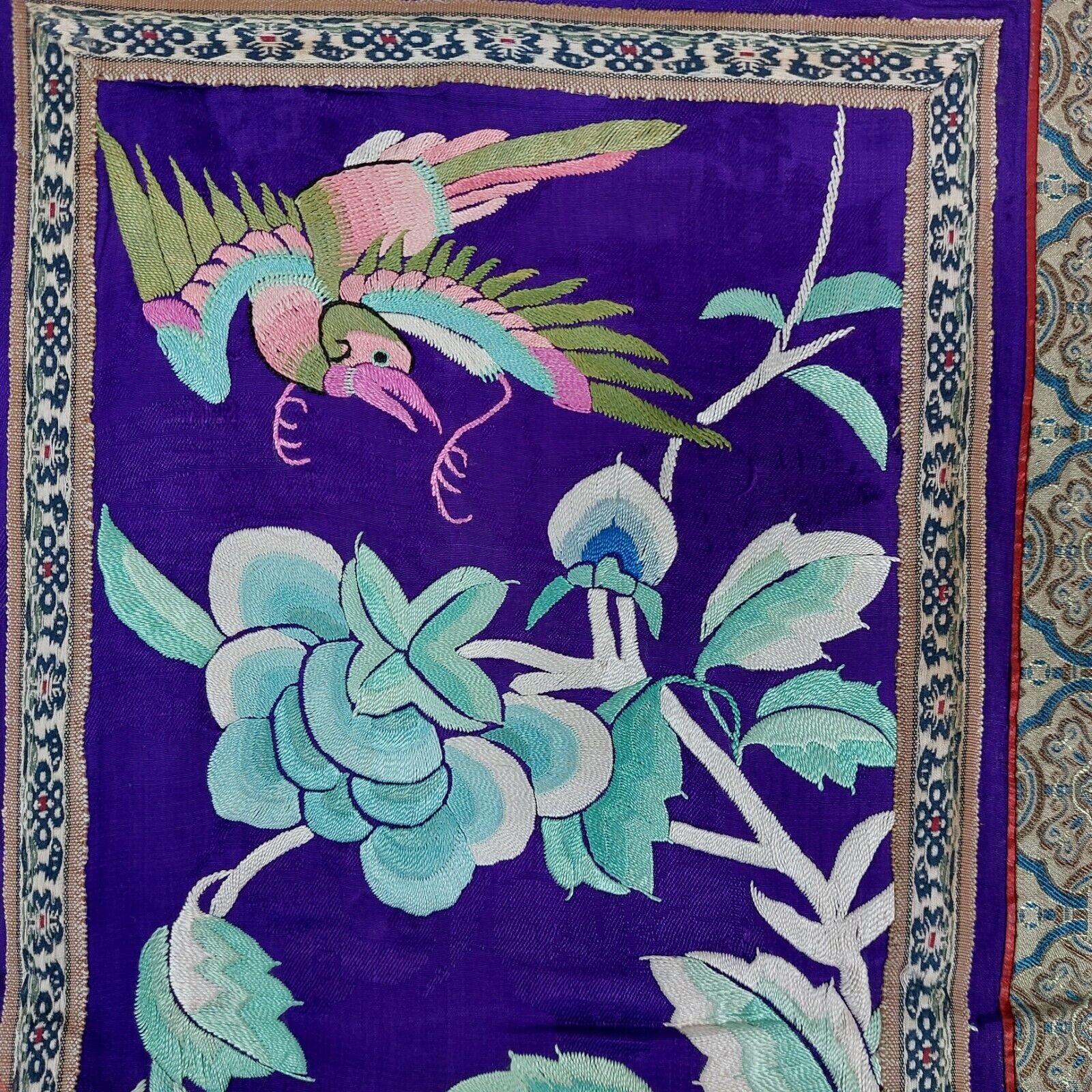 19th Century Chinese Silk Tapestry with Birds