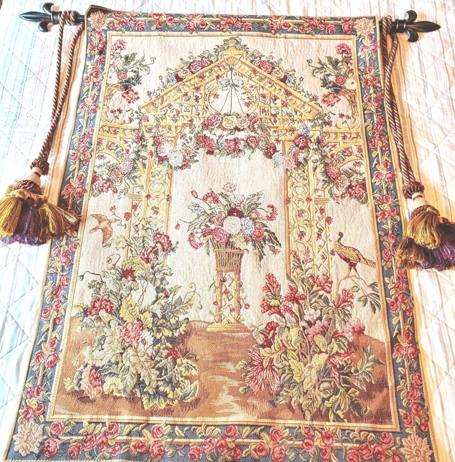 French Jacquard Tapestry Wall Hanging - La Roseraie