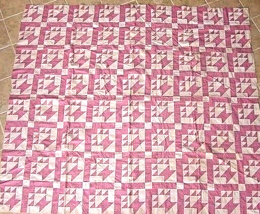 Antique Basket Quilt Top Table Cover 1900s