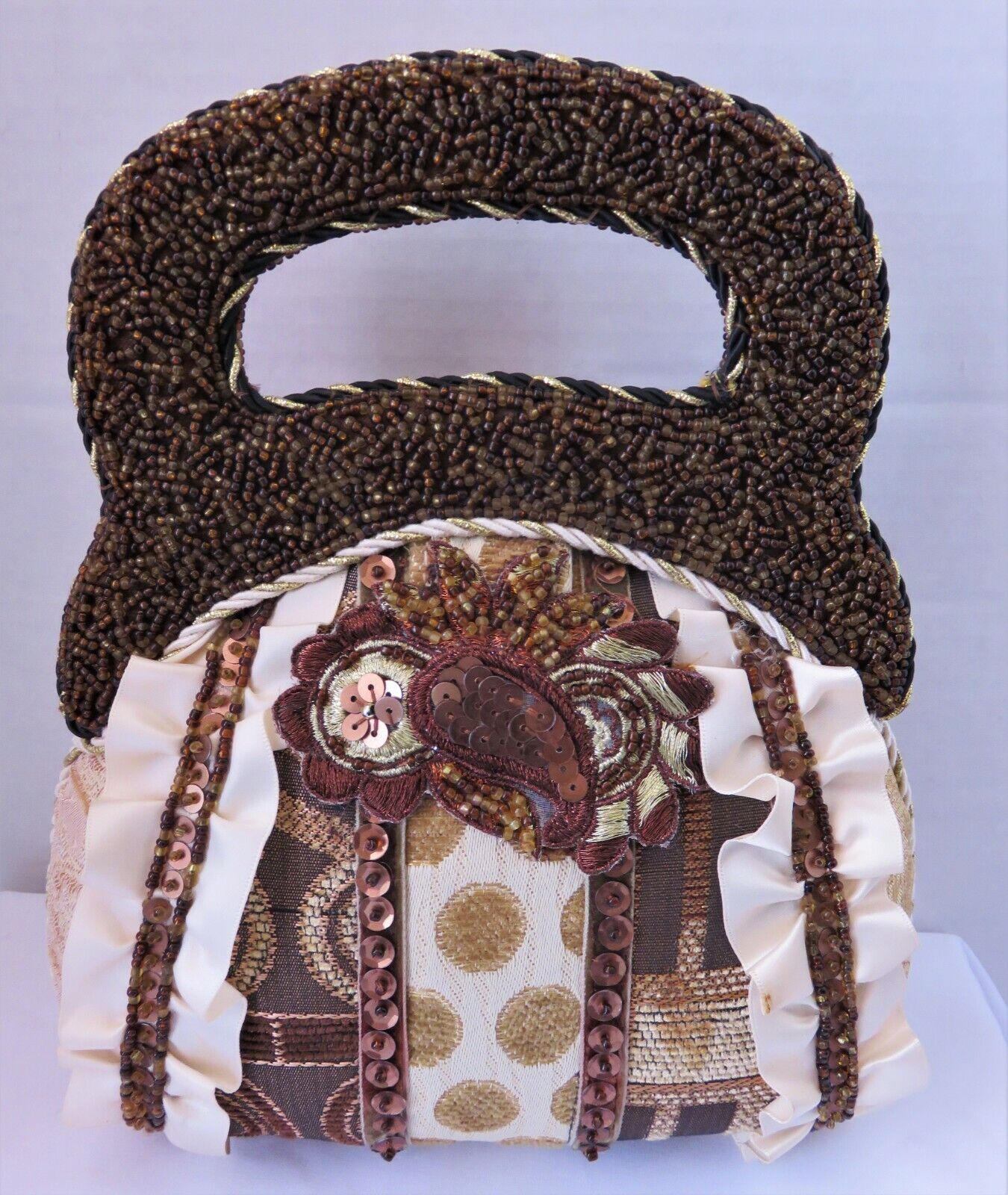 Victorian Steampunk Beaded Tapestry Handbag
