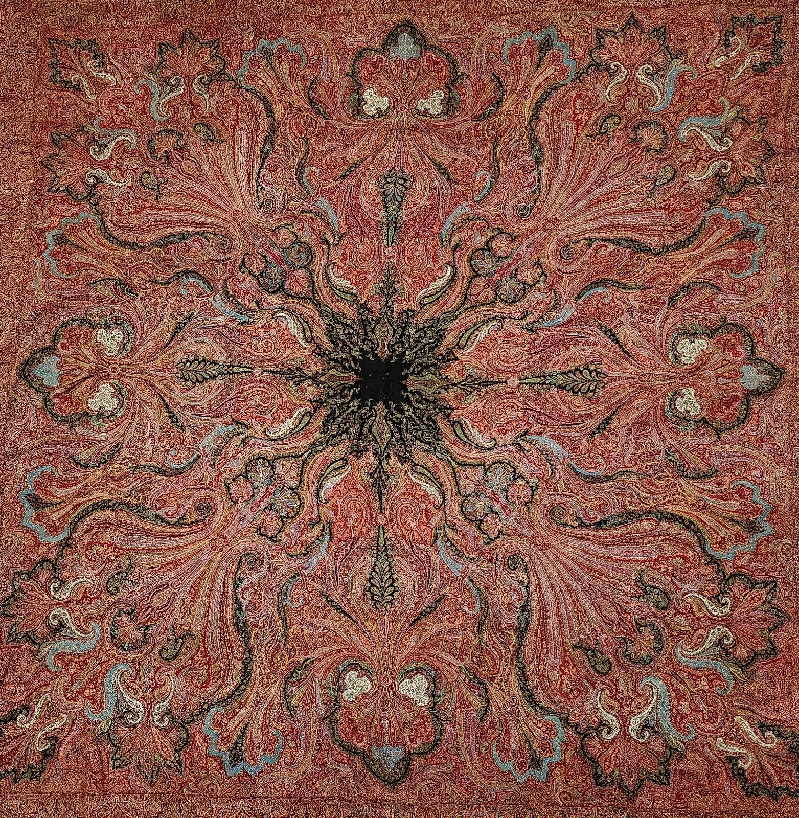 1800s Hand Embroidered Kashmiri Paisley Shawl