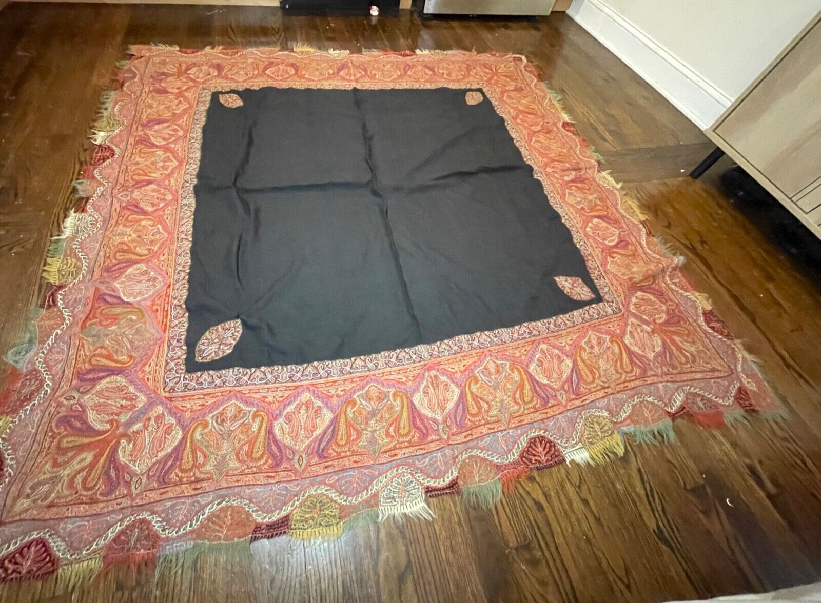 Victorian 1800s Kashmir Wool Paisley Shawl