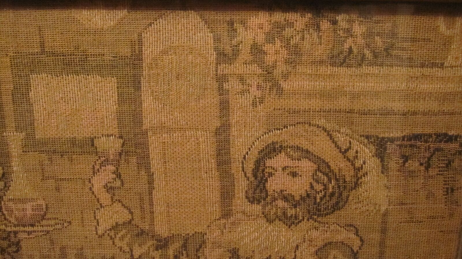 Original 1800s Hand Sewn Figural Needlepoint Tapestry