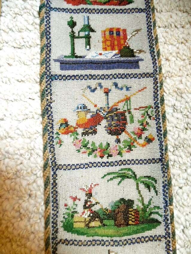 1800s Beaded Bell Pull - 39x4.25 Inches
