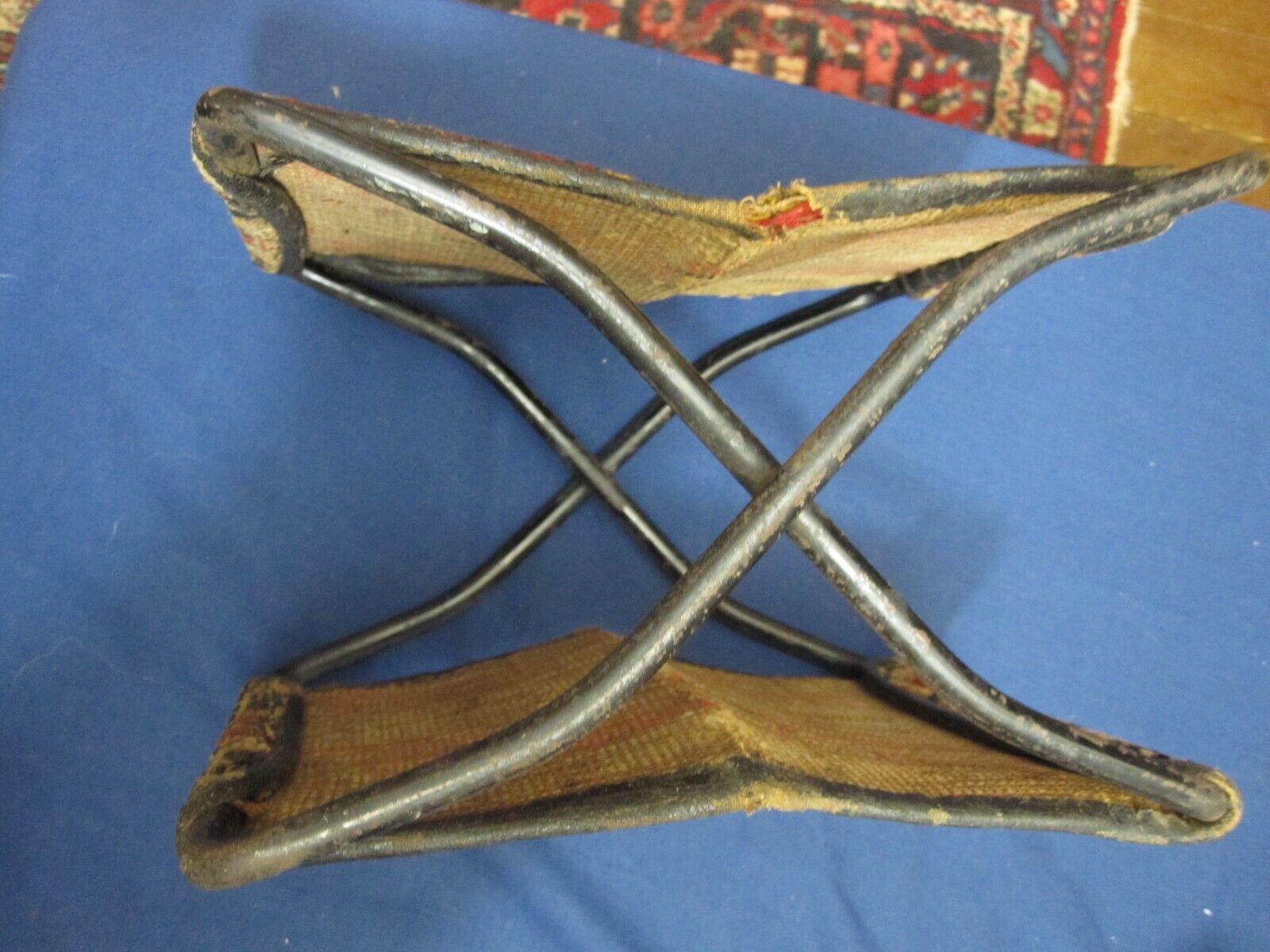 1800s Antique Tapestry Carpet Bag Foot Rest