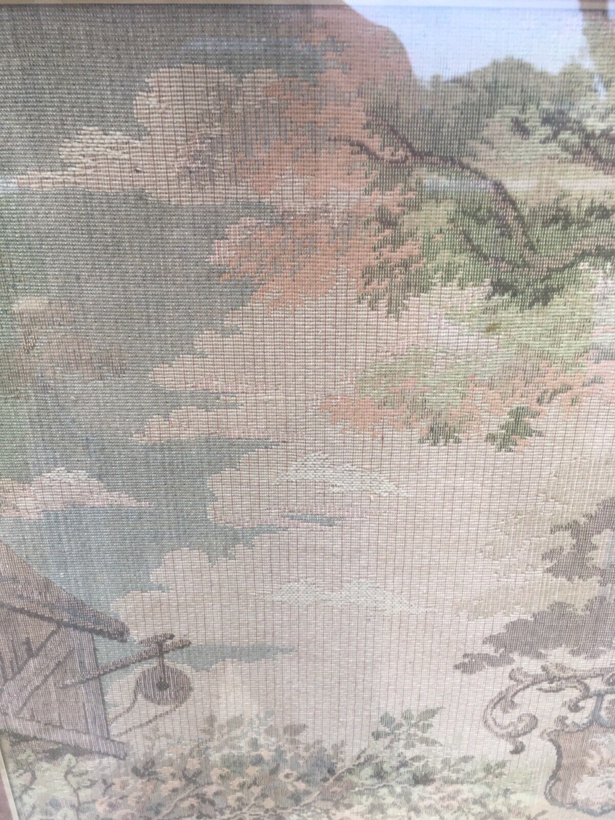Antique 1800s French Framed Tapestry Artwork