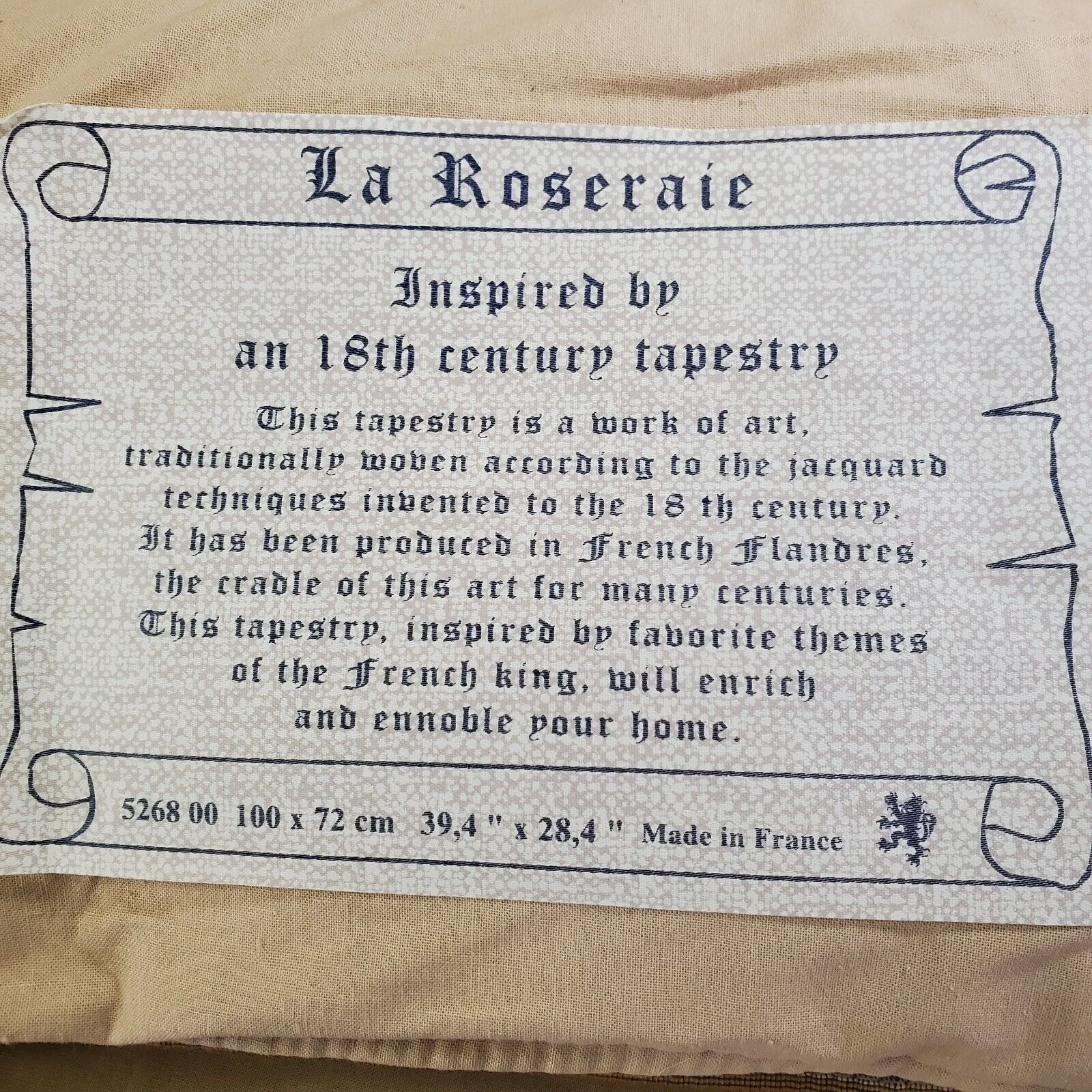 French Jacquard Tapestry Wall Hanging - La Roseraie