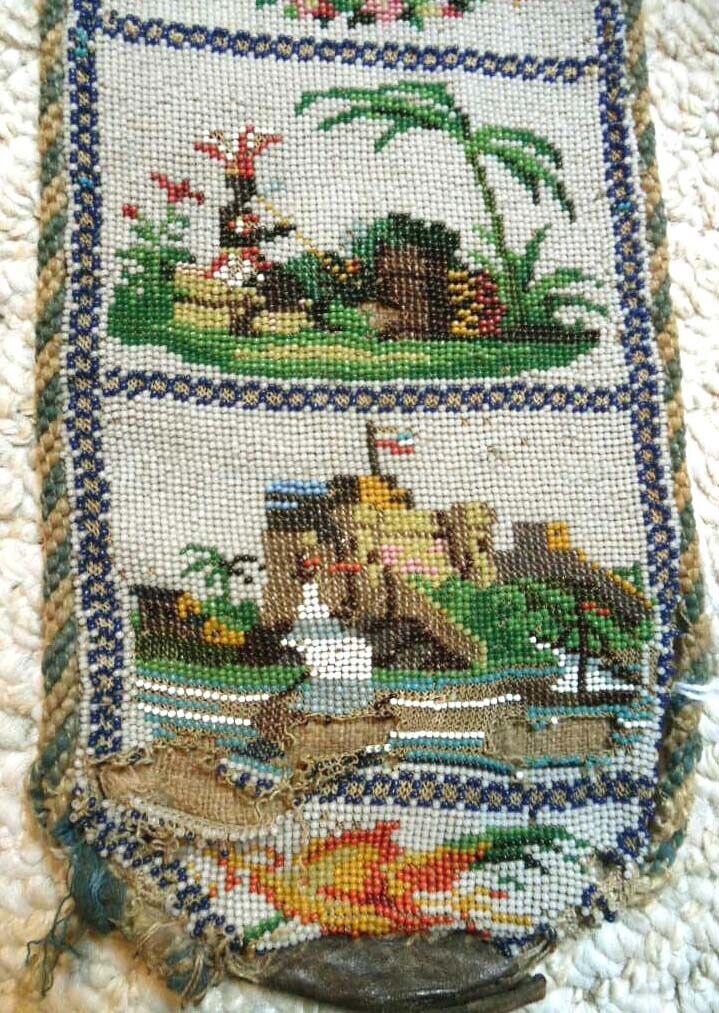 1800s Beaded Bell Pull - 39x4.25 Inches