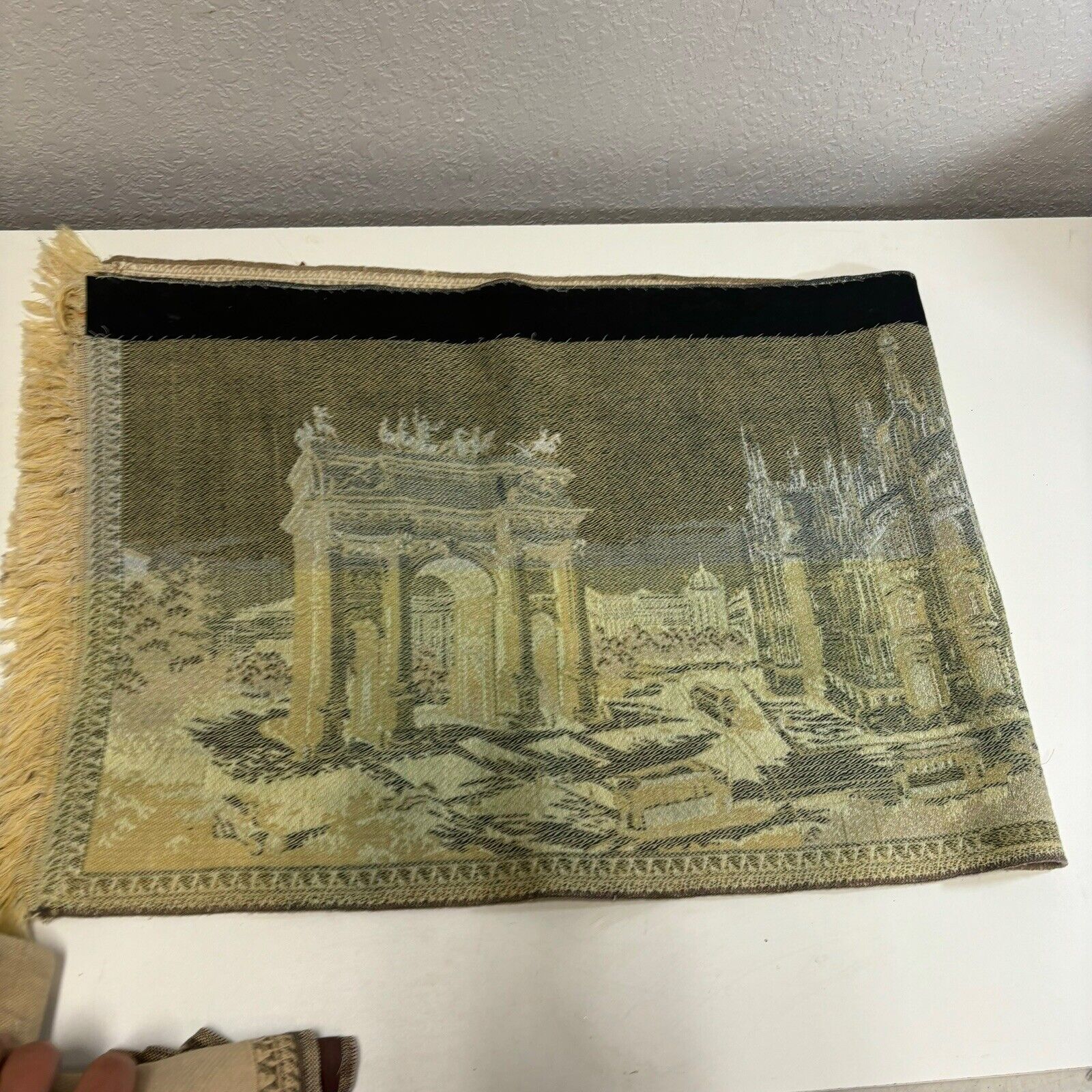 Milano Landmarks Antique Tapestry Table Runner 1800s