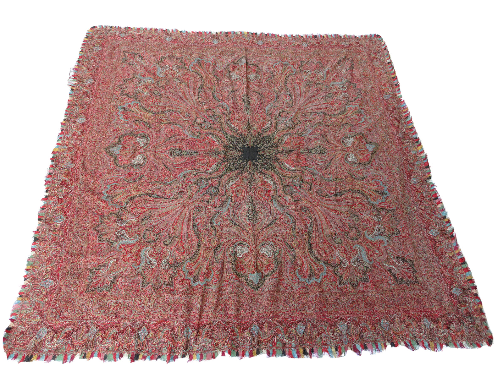 1800s Hand Embroidered Kashmiri Paisley Shawl