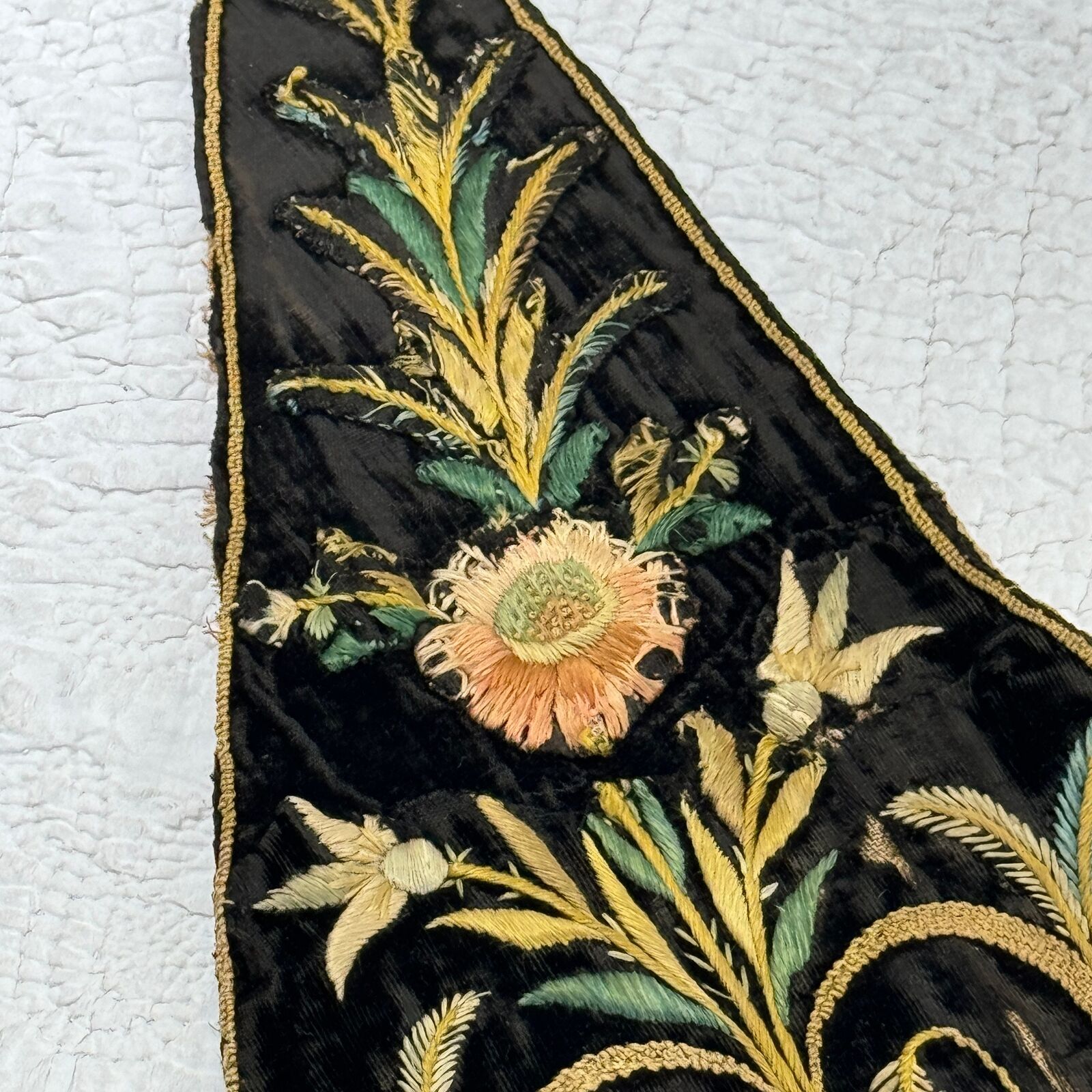 18th Century French Black Velvet Stomacher Embroidery