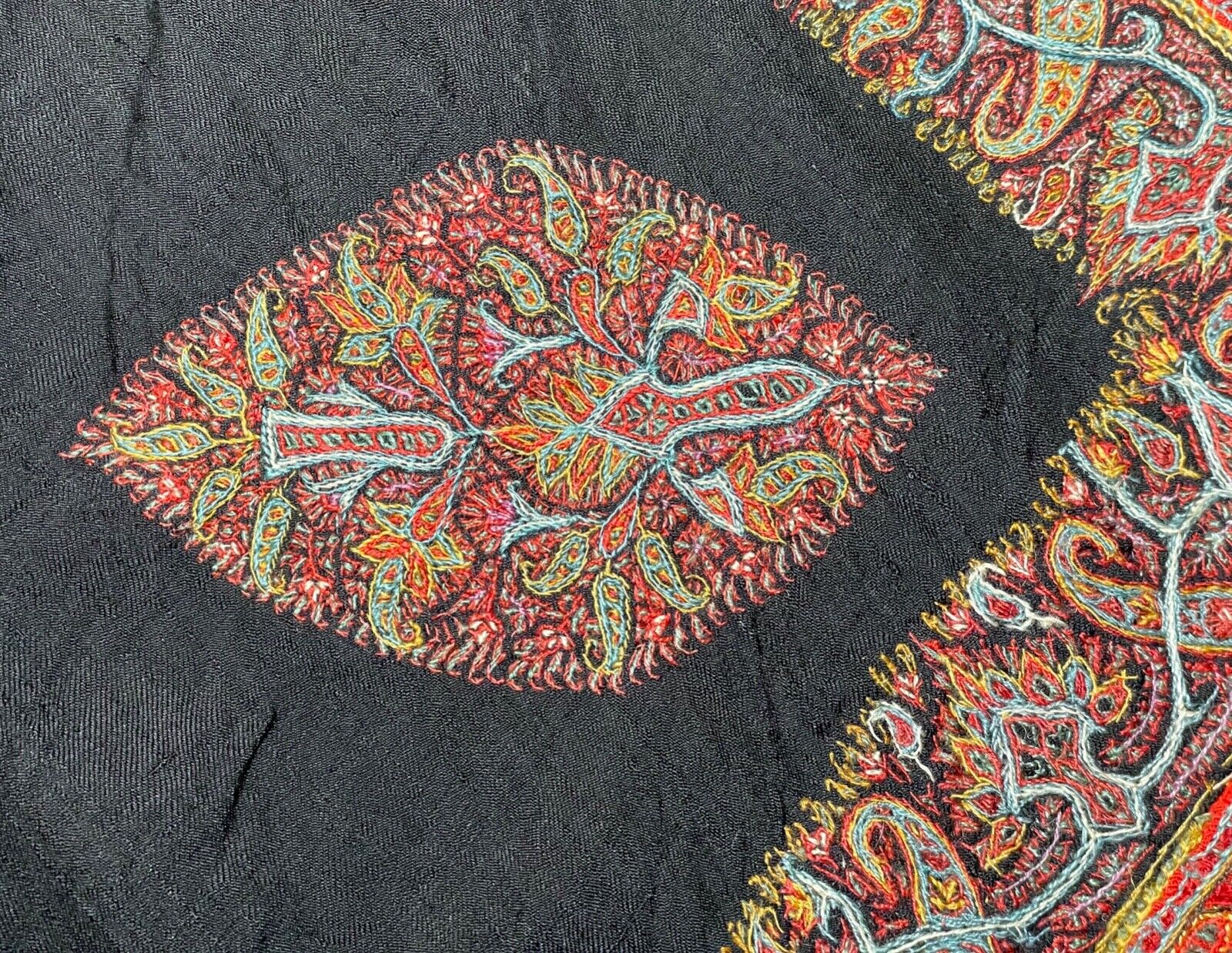 Victorian 1800s Kashmir Wool Paisley Shawl