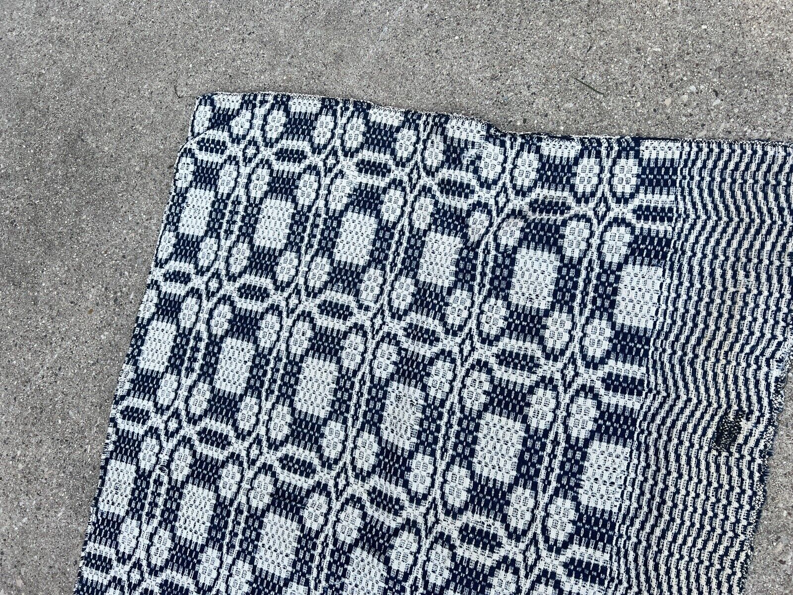 Mid 1800s Blue and White Woven Tapestry