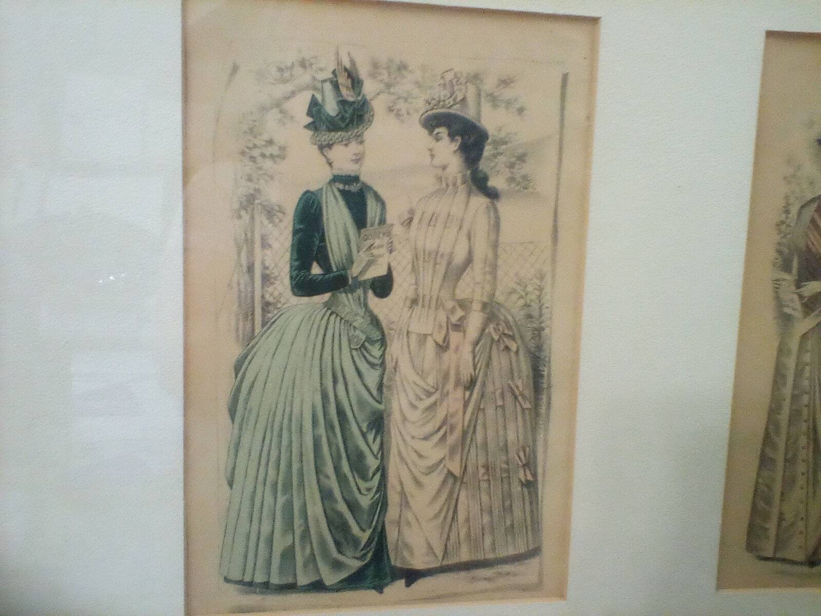 Framed Mid-1800s La' Mode Godey's Magazine Pages