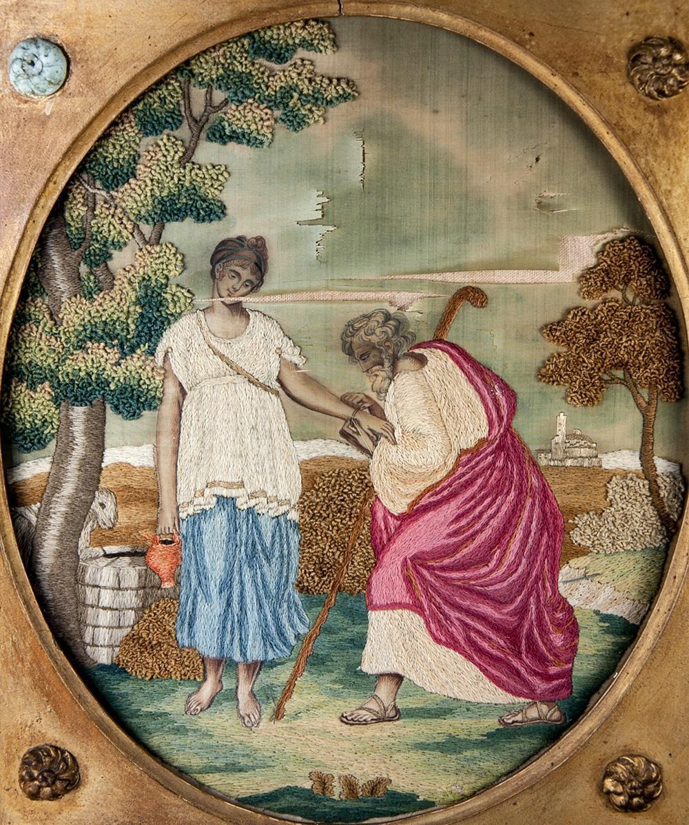 1700s English Silk Work Embroidery Sampler Tapestry