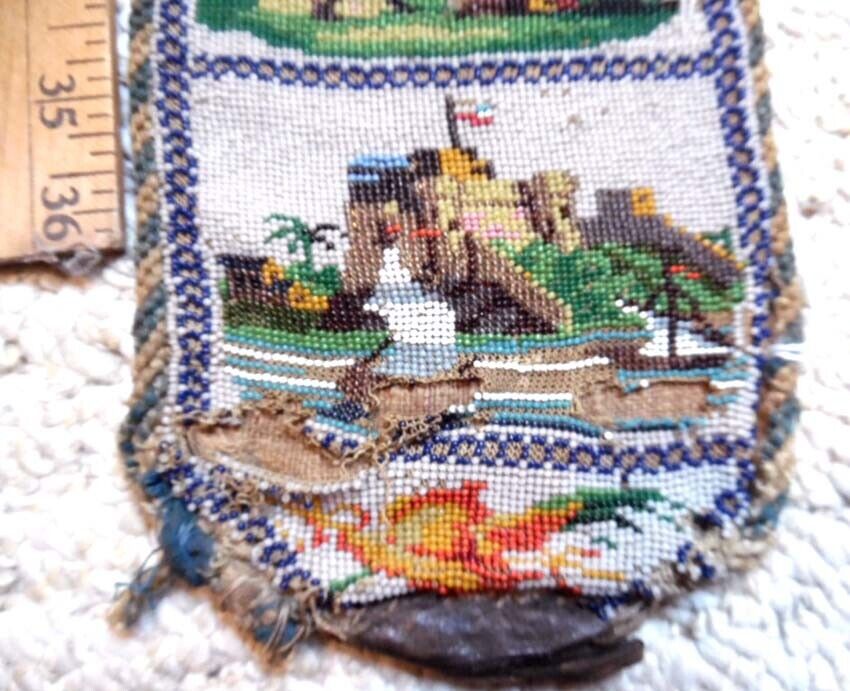 1800s Beaded Bell Pull - 39x4.25 Inches
