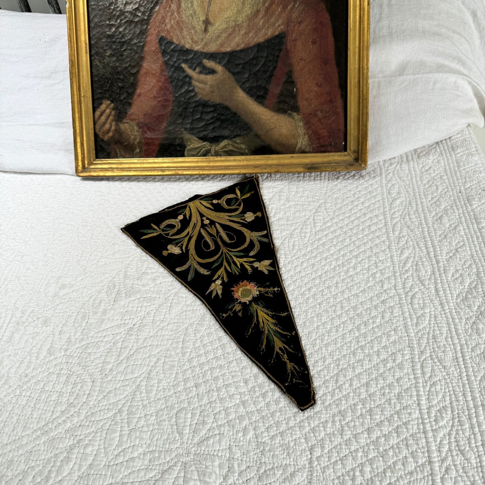 18th Century French Black Velvet Stomacher Textile