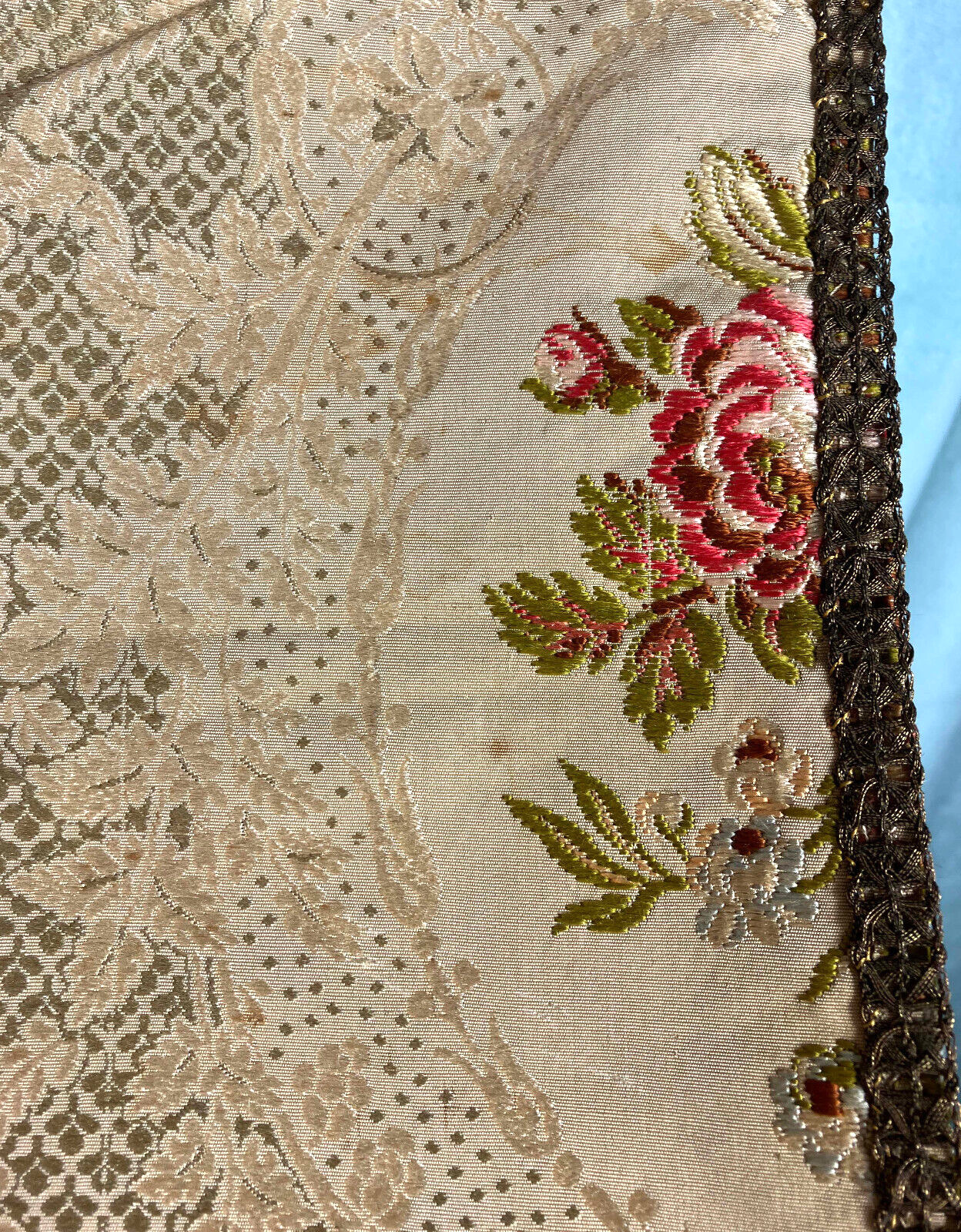 18th Century Brocade Embroidery Textile Cloth