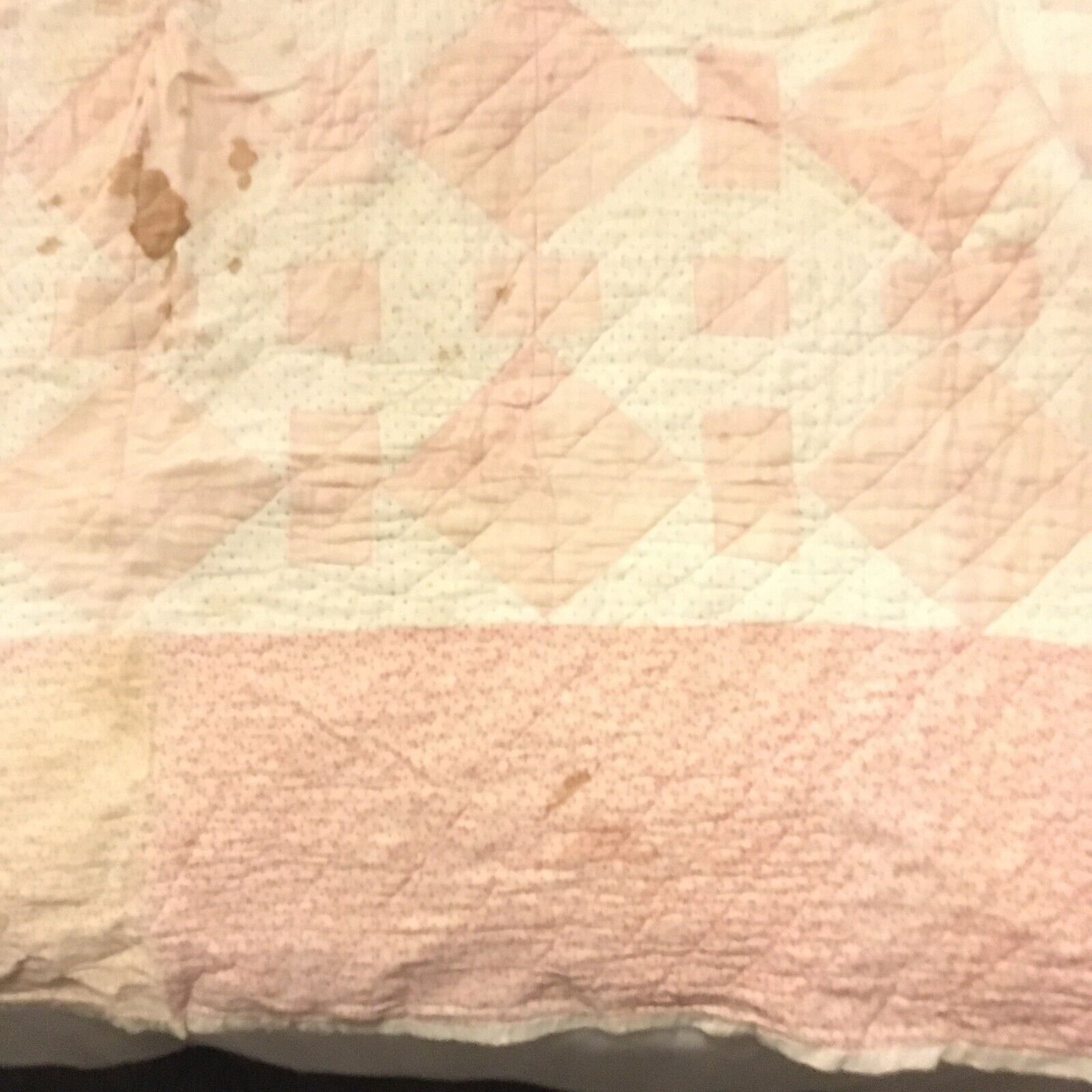 Handmade Pink Geometric Iowa Quilt with Wide Border