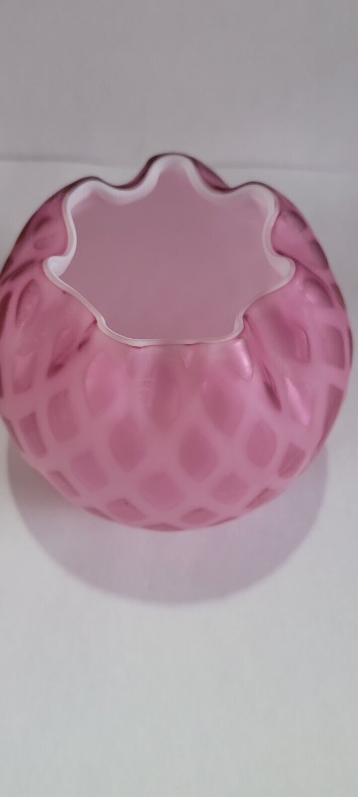 Antique Mt. Washington Quilted Rose Bowl, c. 1900s