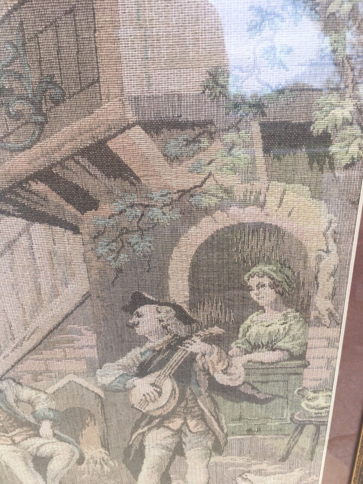 Antique 1800s French Framed Tapestry Artwork